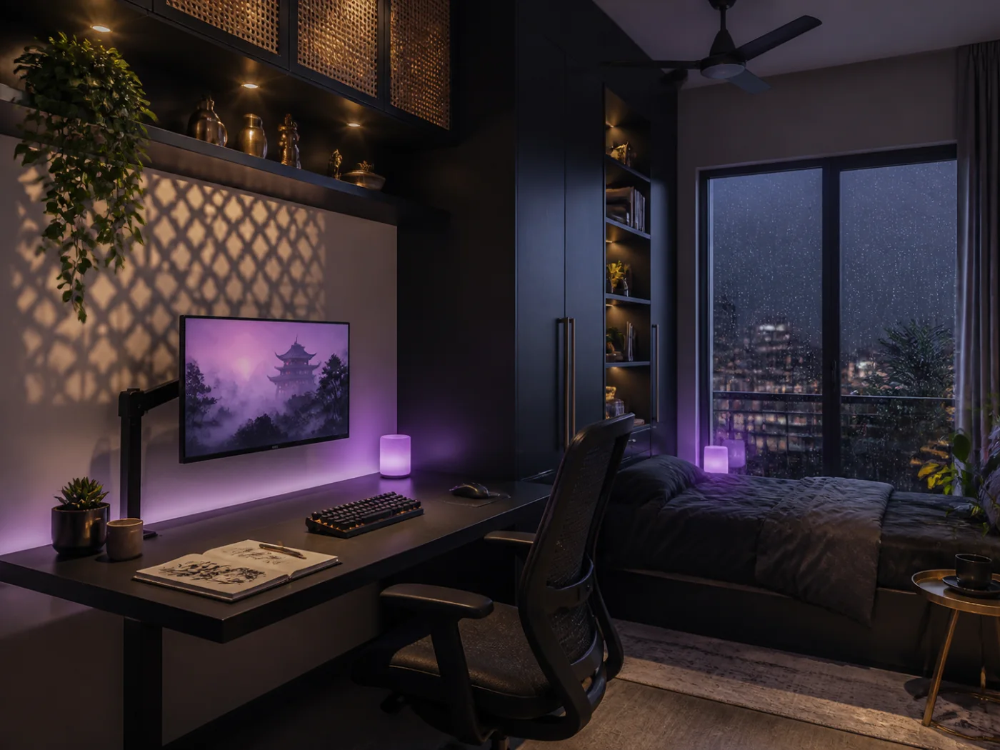 Creator and hybrid work desk in a Bengaluru studio apartment