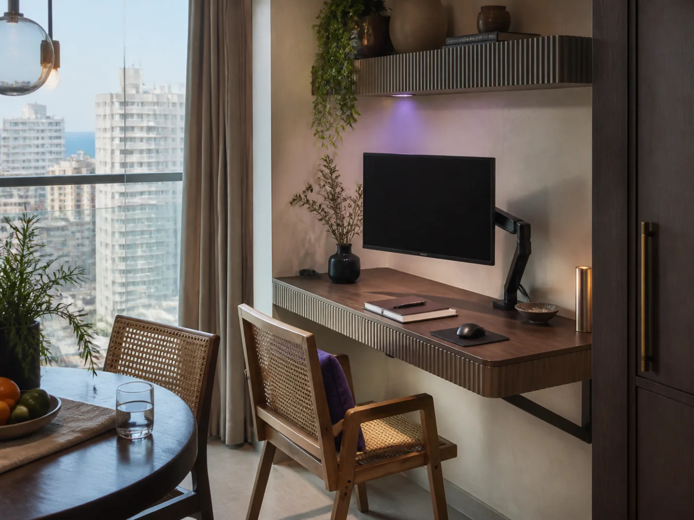 Compact transformed workspace in a Mumbai apartment
